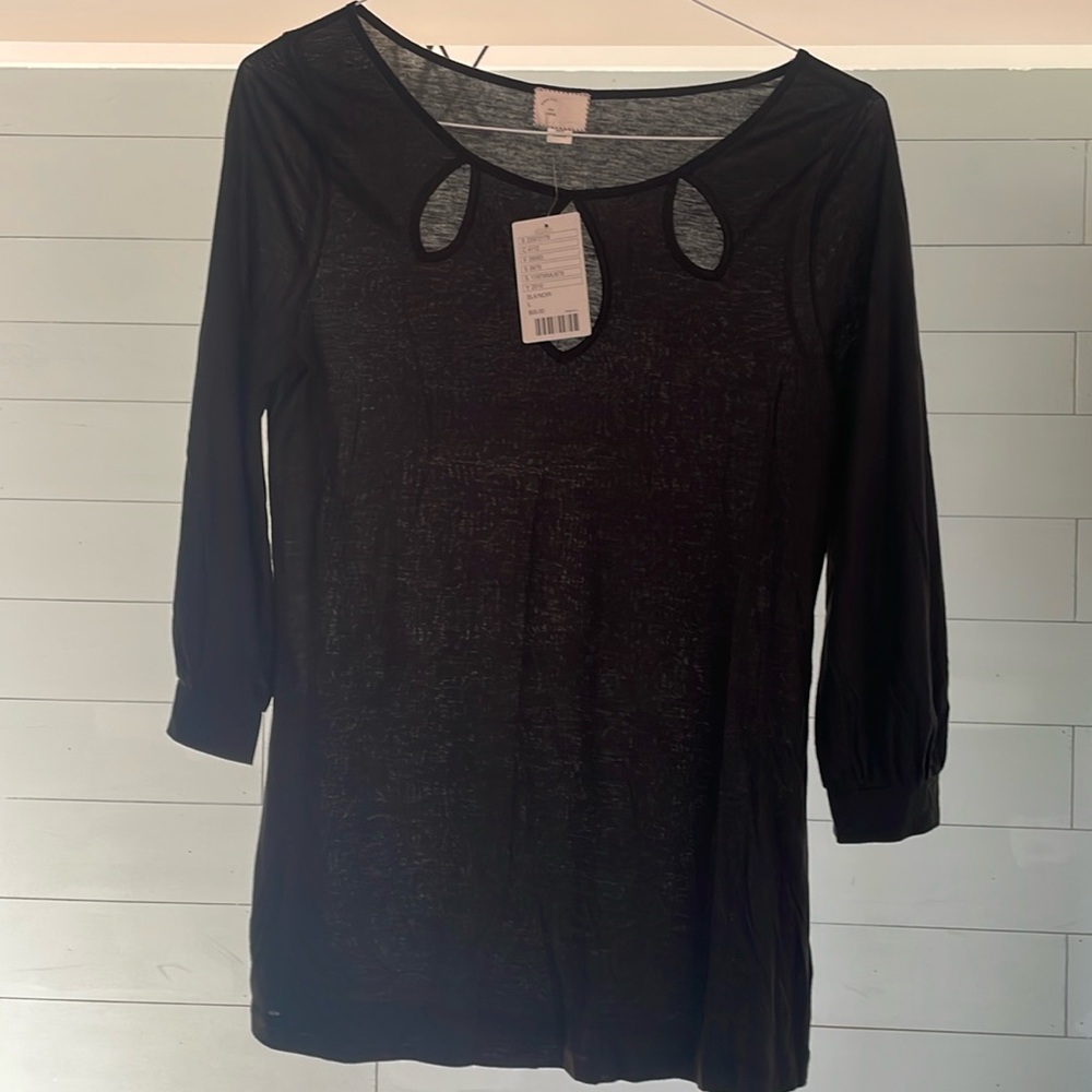 NWT Anthropologie‎ black top with keyhole cutouts